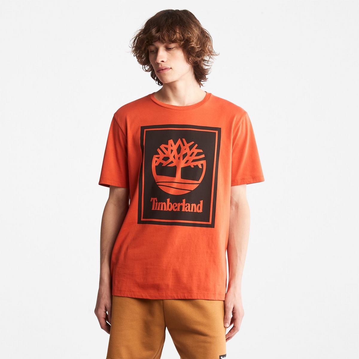 Timberland T Shirts Herre Orange Sort | EAUC49208