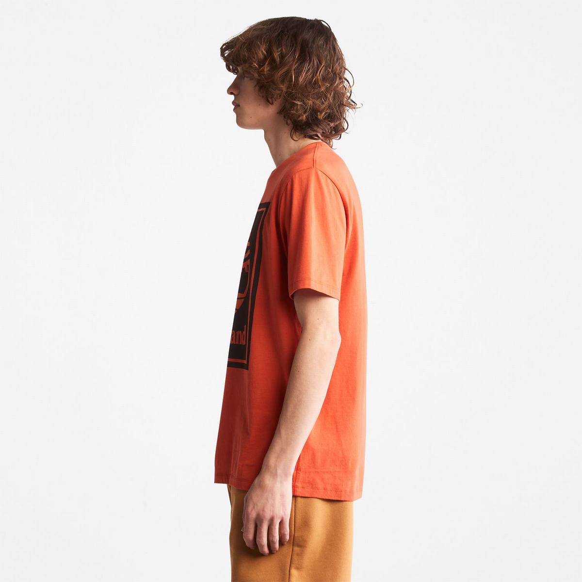 Timberland T Shirts Herre Orange Sort | EAUC49208
