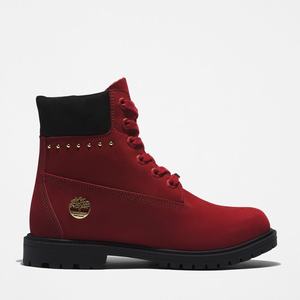 Timberland 6-Inch Boots~Vandtætte Vandtætte Støvler Dame Mørkerød | WYEV76954